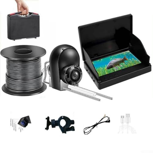Yuanpgky Buscador de peces de pantalla IPS HD de 4.3 pulgadas 12-25 V con cámara gran angular de 220°, batería de 6000 mAh, cable de 30 m para pesca subacuática, hielo, río, mar, (30 m)