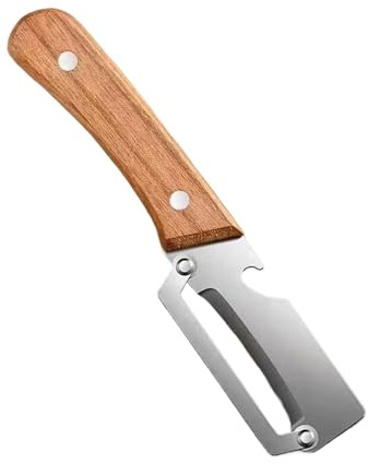 Sbucciatore per Frutta e Verdura | Sbucciatore con Manico in Legno e Apri bottiglie | Tagliapomodori Domestico | per Pomodori Cetrioli Zucchine Patate e Frutta in Cucina