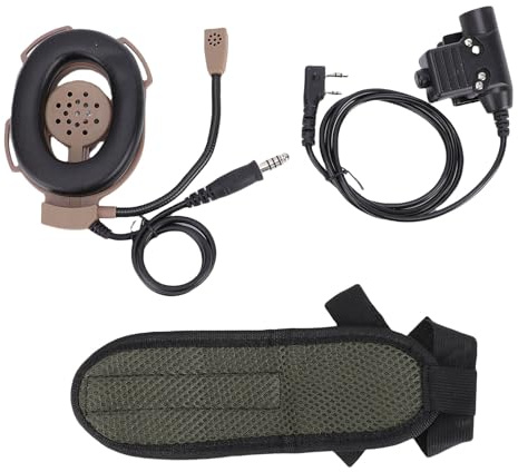 Generic Radio Headset with Noise Cancelling Mic Headband Push to Talk Key Headphones for UV5R Plus BF888S TK3202 Outdoor Sports Communication (Brown)