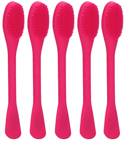 Srliya SkinCare Cepillos para Mascarillas Faciales Herramienta de Limpieza Facial Suave DIY Mix Stick para Entusiastas de la Belleza 5x Cepillos (rosa roja)