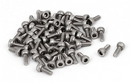 sourcing map 55 Stück Zylinderschrauben M2 x 5mm 0.4mm Pitch 304 Edelstahl Innensechskant Kappe Schraube DIN912
