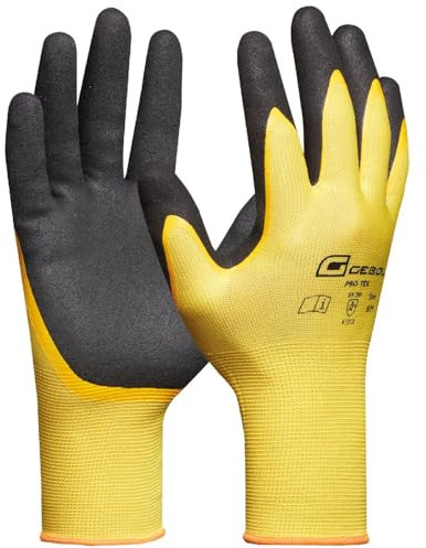 Gebol - Pro Tex, Arbeitshandschuh mit wasserfester Doppel-Beschichtung, gute Passform und Griffsicherheit, Inhalt: 1 Paar, Größe XL (Gr. 10), Farbe: Gelb/Schwarz