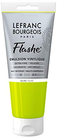 Lefranc Bourgeois Flashe, Extra-Fine Acrylic Vinyl Emulsion, Artists Quality, Fluorescent Yellow, 80ml Tube