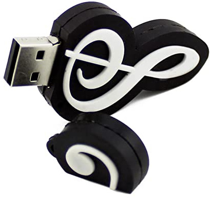 Novelty and Cute Music Note Shape 64GB USB 2.0 Flash Drive Date Storage Pen Drive Memory Stick Pendrive Thumb Drive U Disk Gift (Black)