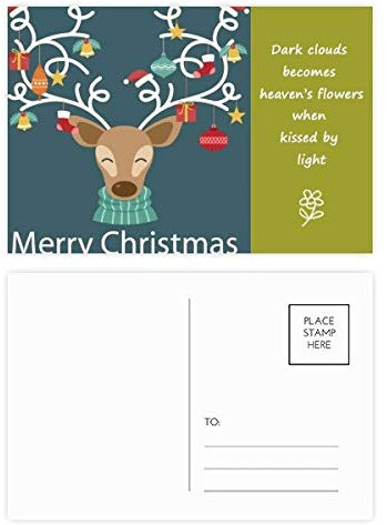 Weihnachts-Elch-Geschenk-Set für Krücke, Glocke, Poesie, Postkarten-Set, Danksagungskarte, Seite mit 20 Stück