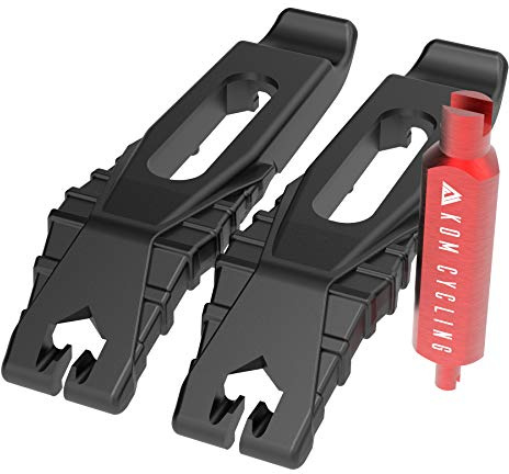 KOM Cycling Presta Valve Core Removal Tool Tubeless Tire Lever Set. Bicycle Tire Lever Set That Includes a Valve Core Remover. Great for Removing Presta Valve Cores with The Presta Valve Core Tool