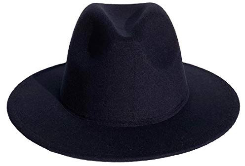 DongBao Damen Herren Fedora Hut - Wolle - Schwarz Hut - Herrenhüte Winter - Große Krempe