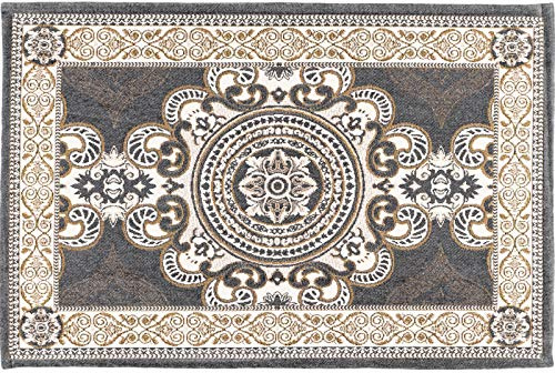 CHICHIC 60 x 90 cm inomhusdörrmatta för hemingång, golvmattor för hus ytterdörrmatta inomhus inomhus utomhus entrémattor inomhus välkomstmatta halkskydd gummi baksida låg profil, grå grön