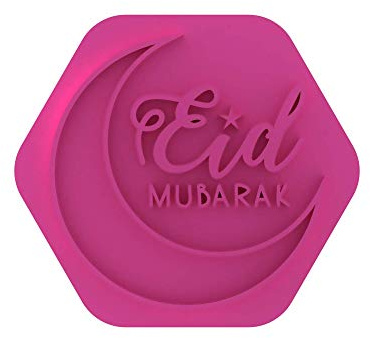 LissieLou Eid Mubarak Keksstempel, Ramadan, Feiern, Zuckerguss, Fondant, Prägestempel, Hellrosa