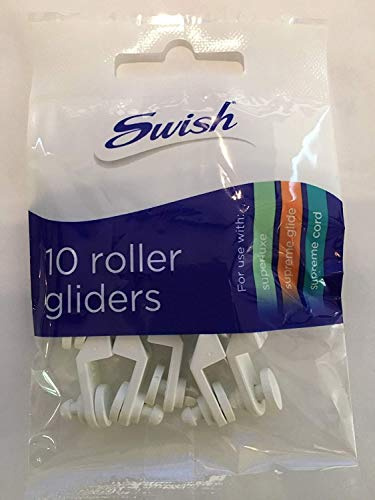 Swish 2 x Supreme Extra Glide Curtain Track Roller Gliders, White, 10 Pack