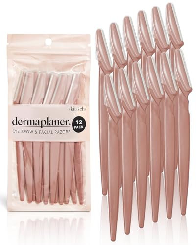 Kitsch Dermaplaning Tool – 12 Stück Rasiermesser, Gesichtsrasierer Frauen, Augenbrauenrasierer, Gesichtshaarentfernung für Frauen, Dermaplane-Rasierer für das Gesicht, Terracotta