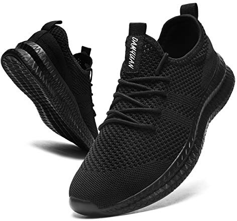 CAIQDM Schuhe Herren Laufschuhe Sneaker Outdoor Sportschuhe Turnschuhe männer Joggingschuhe atmungsaktiv Running Shoes Men Walking Schuhe Freizeitschuhe Fitness Schuhe Schwarz 46 EU