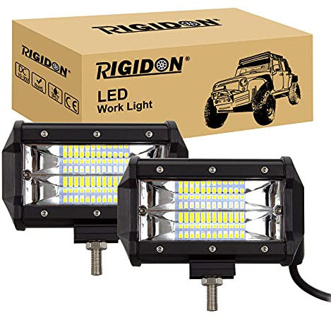 RIGIDON 2x led arbeitslicht, 5 zoll 13cm 72W flood zusatzscheinwerfer 6000K | 12V 24V, led pods, wasserdichte, offroad beleuchtung, scheinwerfer, nebelscheinwerfer, für auto KFZ ATV LKW SUV traktor 4x4