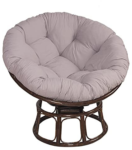 Papasansessel Kissen, Papasan-Sitzkissen, Dickes Eiernest-Sitzkissen, Bequemes Papasan Sitzkissen, Papasan Stuhlkissen mit Krawatten, für Indoor Outdoor,Grau,130cm(51inch)