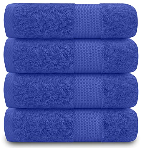 GC GAVENO CAVAILIA Set di 4 asciugamani per bagno da 700 g/m², in cotone egiziano, di qualità alberghiera, lavabili in lavatrice, blu reale, 50 x 85 cm