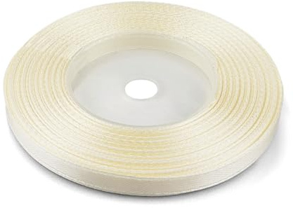 Netuno 1x Satinband Ecru 6 mm x 32 m Schleifenband Geschenkband Dekoband Stoffband bunt Satinrolle farbig Bänder elegant zum Basteln für Hochzeit Taufe Geburtstag Weihnachten Ostern Geschenk