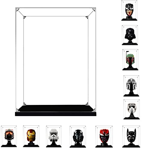 BOOVAX Acryl Vitrine für Lego Helm 75277 75276 75304 76165 76187 75349 75350 75351 75408, Acryl Klar Schaukasten, 20x20x24cm