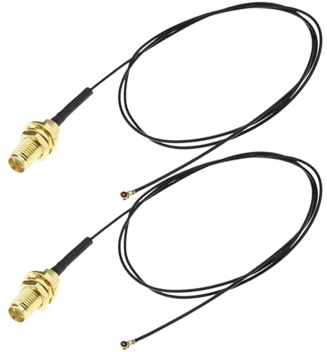 eMagTech 2 Stück IPEX 4 auf RP-SMA Kabelantennenersatz, kompatibel mit Intel AX200NGW 8265AC 8265NGW 7265AC 9560AC M.2 NGFF IPX U.FL MHF4 Koaxial-Pigtail-Kabel