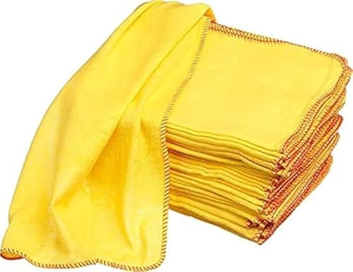 Laam linen Luxury Quality Large Strong Yellow Dusters Household Cleaning Polishing Dusting Cloth 100% Cotton Ideal Use for Cleaning Purpose (35x45cm (pack of 36))