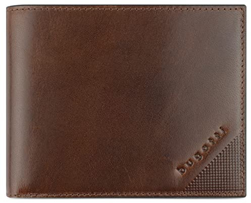 bugatti Nobile Scheintasche aus echtem Leder - Querformatbörse mit RFID Schutz, Cognac