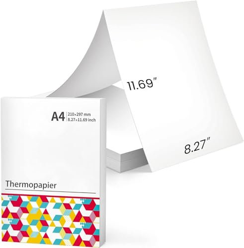 Thermodruckpapier für tragbaren Drucker M08F - Fanfold A4 Mehrzweckpapier kompatibel für tragbare Drucker MT800 MT800Q und PJ762 PJ763MFi, 200 Blatt