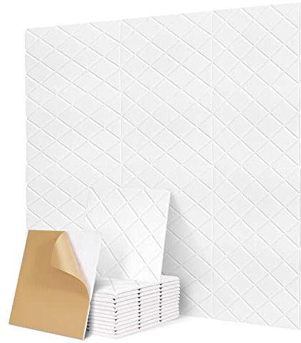 Placas acústicas cuadradas autoadhesivas, 12 unidades, absorbentes acústicos de alta densidad para paredes, techos, madera y puertas, paneles acústicos, paneles acústicos, paneles acústicos