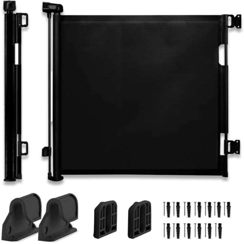 Treppenschutzgitter Ausziehbar 150cm, Türschutzgitter, Babygitter Schwarz | Türschutzgitter ausziehbar für Babys, Kinder und Haustiere, Sicherheitsgitter, Kinderschutzgitter für Treppen & Türen