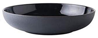 UCCE Plato de bistec Negro Ensaladera de arroz de cerámica Cuenco de Sopa Plato Redondo Plato de Cena de Porcelana Vajilla para Sopa Arroz Pasta Ensalada (B)