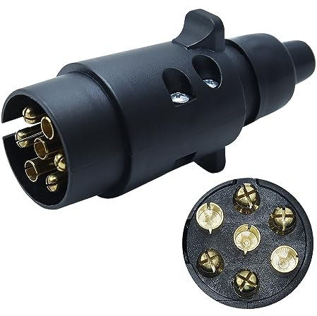 CCLIFE Adaptador Remolque de 7 Pines,Enchufes de Conector de Remolque 7 Pines Macho 12V para Vehículo, Remolque, Caravana