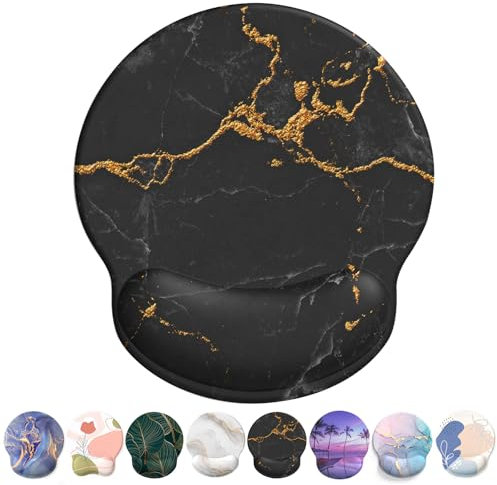 Giecy Mauspad mit Gelkissen,Mousepad mit Handauflage Ergonomisches, Bequemes Computer-Handballenauflage Maus für Laptop,Gaming,Mousepad mit Rutschfester PU-Unterseite (A-Schwarzer Marmor)