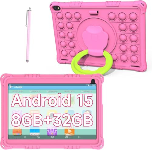 Tablet Android 14 per bambini per bambini - Schermo IPS da 10,1 pollici, 8 GB di RAM+32 GB di ROM, APP per il controllo parentale, scheda WiFi