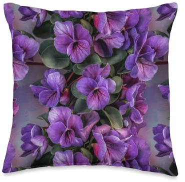 African Violets Indoor Flower Garden Art Pattern Throw Pillow