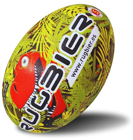 RUGBIER – Balón de Entrenamiento para Rugby - Talla 5 Training – Alta Gama - Entrenamiento y Juego - Categorías Masculinas y Equipos Senior – Dinosaur Jungle