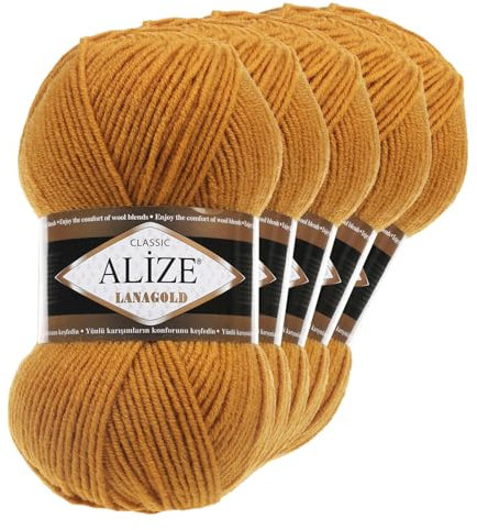 5 x 100 g ALIZE Lanagold 49% Wolle Strickgarn Winterwolle Schurwolle Farbwahl