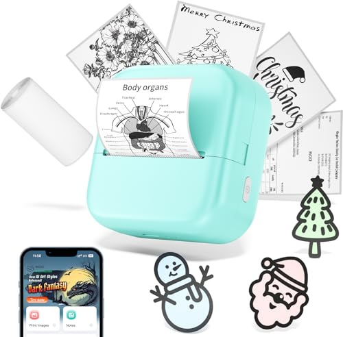 Phomemo Mini Drucker für Smartphone – Smart AI App Sticker Drucker, Bluetooth Etikettendrucker mit 3 Rollen Etiketten – M02X Mini Thermodrucker für Fotos, Studiennotizen, Tagebücher & DIY Geschenke