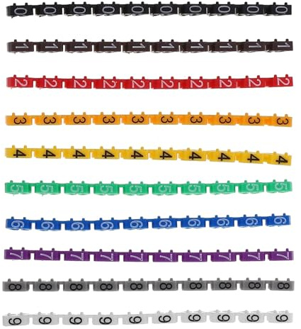 Etiquetas para Cables 150 Uds etiqueta adhesiva eléctrica Etiqueta de número de Cable marcadores de Cable Multicolor etiquetadora eléctrica 0-clip de corbata autoadhesivo eléctrico para Cable Manageme