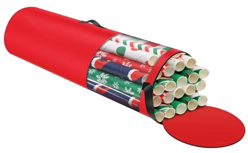 Geschenkpapier Aufbewahrung 101 * 30cm Geschenkpapier Organizer Oxford-Stoff Aufbewahrungstasche für Geschenkpapier für bis zu 24 Rollen Geschenkpapier-Organizer 24 Rollen für KraftpapierRolle (Rot)