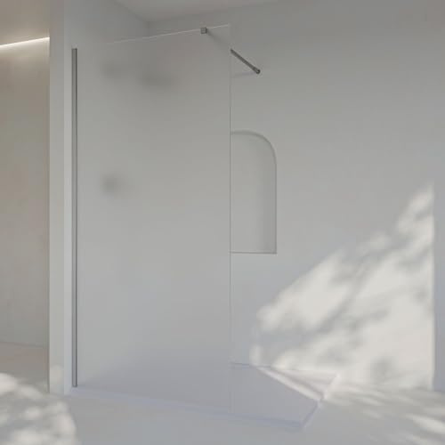 SoulHome Mampara ducha Fija MATE ARENADO 70 cm x Alto 200 cm Cromo | Panel Fijo, Walk In, Vidrio Mateado de seguridad 8 mm, tratamiento antical, Medida 70 cm
