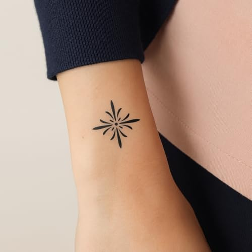 Flower tattoo – Temporalis® | Temporary tattoo, vegan and waterproof – EU-certified cosmetic – Lasts 1 to 2 weeks [ Lily star ]