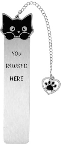 Marque-page en alliage de zinc pour femme - Joli marque-page pour les femmes - Cadeau pour les amoureux des chats - Marqueur amusant avec pendentif en forme de cœur
