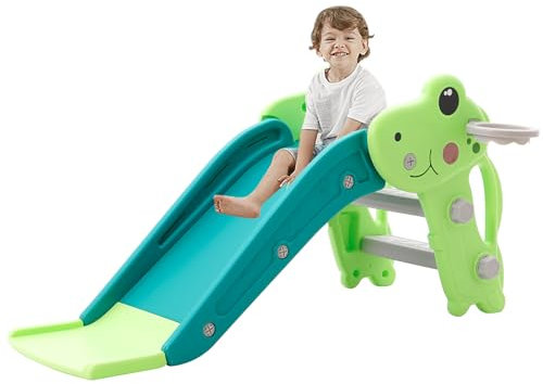 Kleinkind Rutsche für Indoor & Outdoor Spielen mit Basketball-Ring, Anti-Rutschschritte,Lngem Rutschgefälle und rutschfesten Treppen, einfache Montage,kinderrutsche ab 3 Jahre