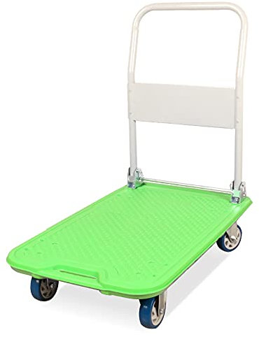 DRFGNF Handkarre, Faltbarer Plattformwagen, Kunststoffdeck, Metallgriff, Faltbarer Schubkarren zum Bewegen, leise Räder, Trolley für den Transport im Innen- und Außenbereich, Faltbarer Karren (Größ