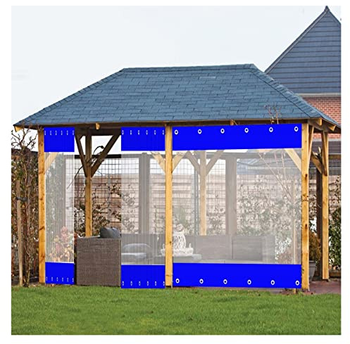 Cortina exterior resistente al agua - Lona transparente de PVC de 0,5 mm con ojales para garaje de jardín y paneles laterales de tienda (2,8 x 2 m)