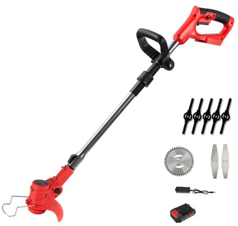 650W Tondeuse à Gazon et Coupe Bordure sans Fil,21V Tondeuse à Gazon Domestique sans Fil Petite Maison Rechargeable Nouvelle Tondeuse à Gazon avec Cour d'herbe Portable Multifonction (1 Batterie)