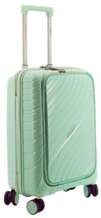 NPLE Bagaglio a Mano S 55x40x20 cm Verde con Porta PC, Trolley Rigido in Polipropilene con 4 Ruote Doppie, Zip Antifurto e Blocco a 3 Combinazioni, Compatibile Ryanair EasyJet ITA
