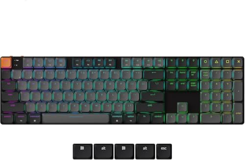 KeychrKeychron K5 Version 2, QMK Ultra-Slim 100% Full Size Layout Wireless Mechanical Keyboard, Hot-swappable 104 Keys Low-Profile Brown Switch, RGB Backlight Wired/Bluetooth for Mac/Windows/Linux