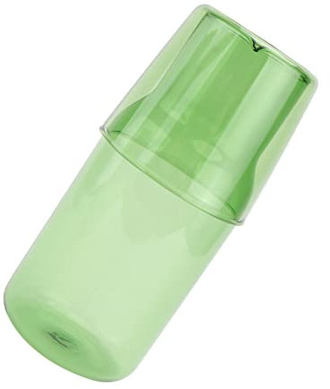 Gatuida Juego de Vaso y Botella de Vidrio Verde Alta Capacidad y Vidrio de Borosilicato para Uso en Casa y Picnics