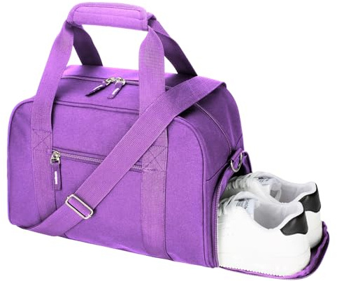 Searock 14 inch Small Gym Bag with Shoe Compartment | Mini Duffle Bag for Men & Women, Lightweight Carry On Duffel Bag for Travel, Sports, Fitness & Workout, Purple