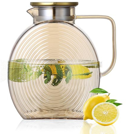 2.5 L/ 84oz Water Jugs with Lids, Water Jug for Fridge, High Borosilicate Glass Filter Jug, Beverage Water Carafe for Cold/Hot Water, Iced Tea, Carafe Pitcher for Hot or Cold Drinks Wine Coffee