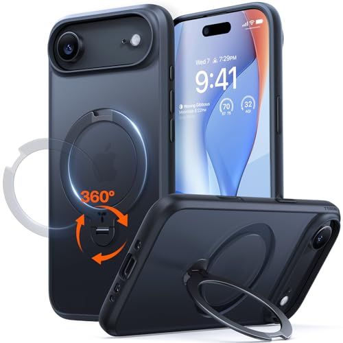 TORRAS Ostand Q3 Spin für iPhone Air Hülle 360°für MagSafe Ständer Schwarz | 360°Standring,18N für MagSafe,3,66 m Militär-Fallschutz, Kamera- & Tastenschutz, Premium-Haptik für Business & Entertainment